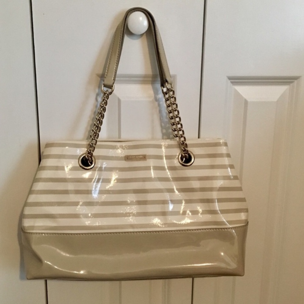 Kate Spade Striped Shoulder Bag with Chain Straps - Picture 6 of 7